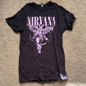 Nirvana Black T-Shirt with Pink Graphic